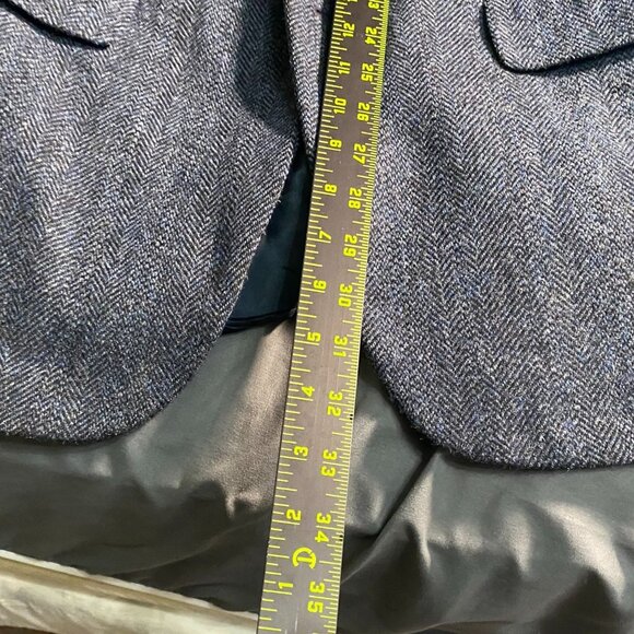 Towncraft Mens Blazer Jacket 40R Wool Blend Gray Herringbone Double Button - Picture 7 of 16